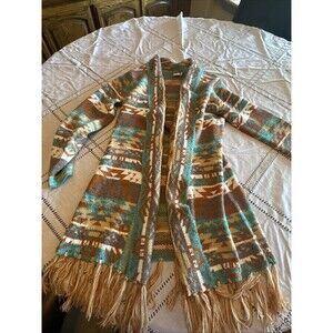 Fashion Apparel Knit Fringe Open front MultiColor  Sweater S/M